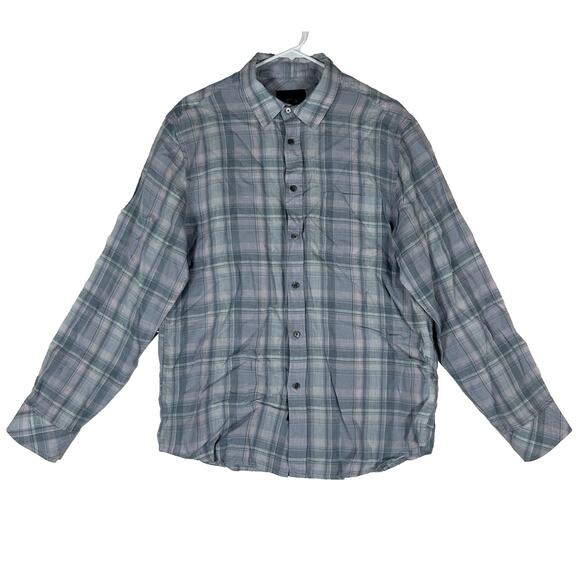 Rails Long Sleeve Button Up 100% Linen Shirt Mens Medium Blue Plaid Havana Jewel - Picture 1 of 14